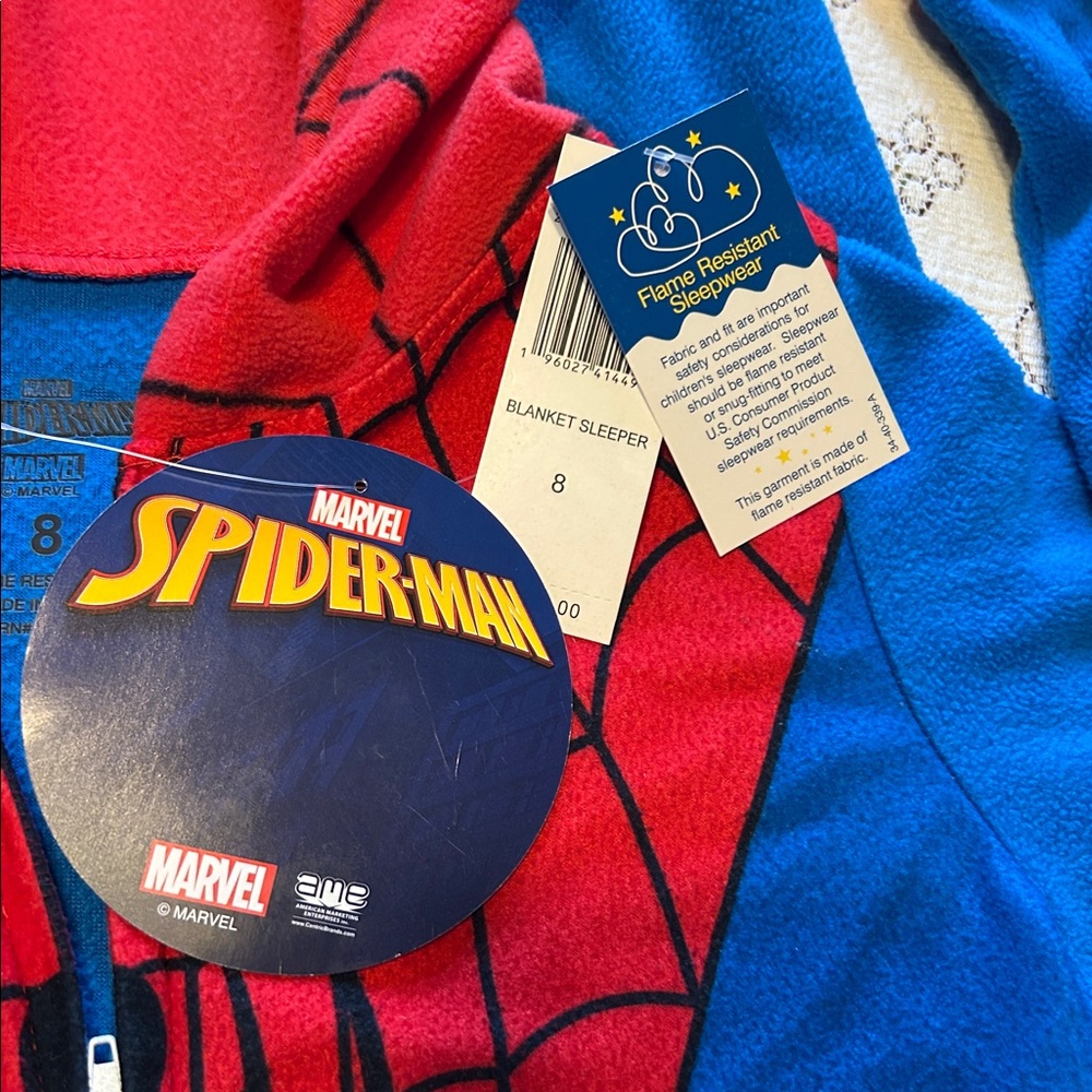 Marvel Spider-Man Boys/Unisex Blanket Sleeper One Piece Zipper NWT 8 Never Worn - Picture 4 of 16